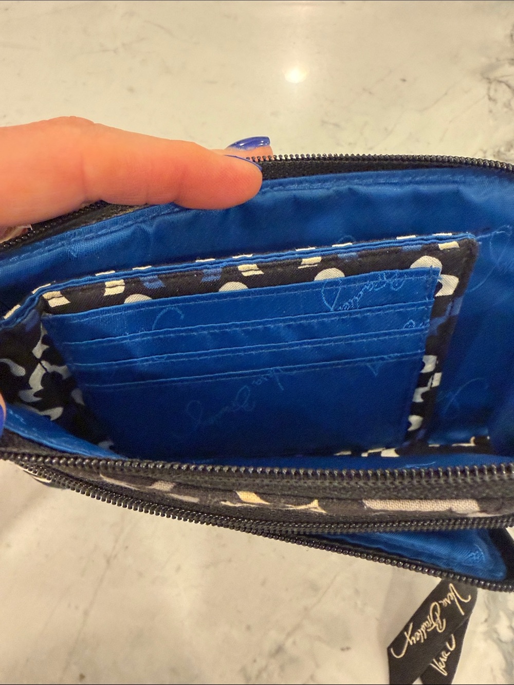 Vera Bradley Zip-Around Wallet Wristlet Black Gray Blue Floral EUC - Picture 4 of 10